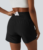 Short de yoga 2 en 1 taille très haute ventre plat séchage rapide 12,5 cm avec poches