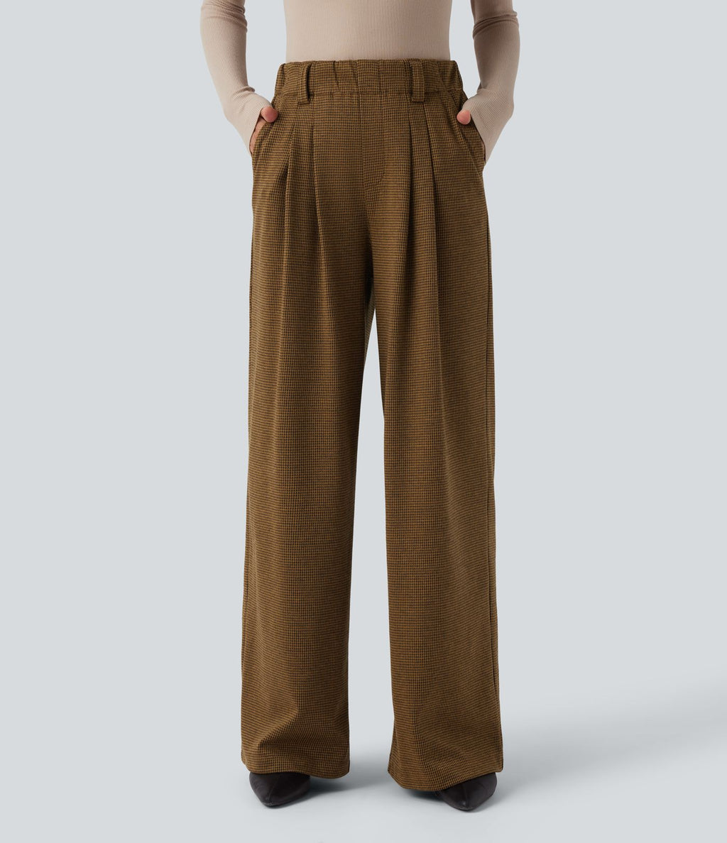 Halara Flex™ Pantalon tailleur baggy pied-de-poule taille haute avec poches