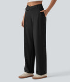 Halara Flex™ DayStretch Pantalon tailleur asymétrique jambe droite taille mi-haute avec poches