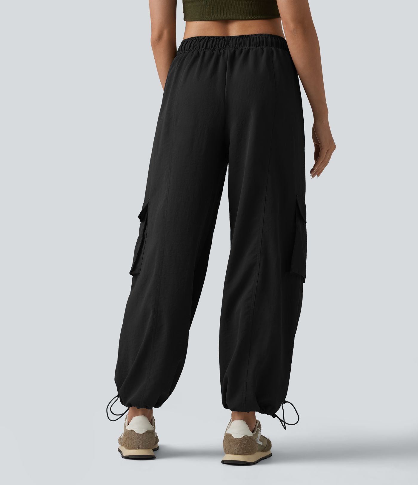 Jogging cargo coupe ballon taille mi-haute avec cordon de serrage et poches