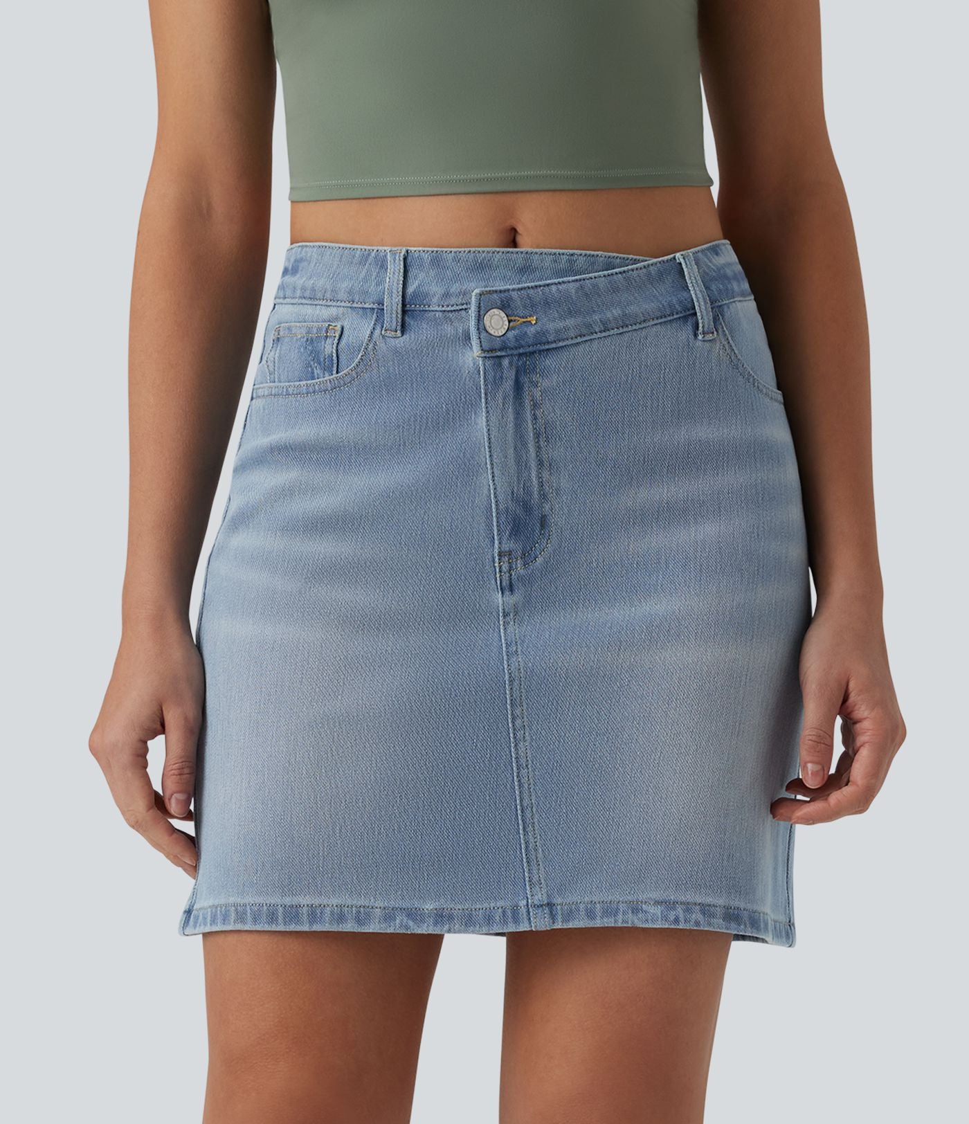 Jupe mini en jean Halara Flex™ casual taille mi-haute asymétrique avec poches