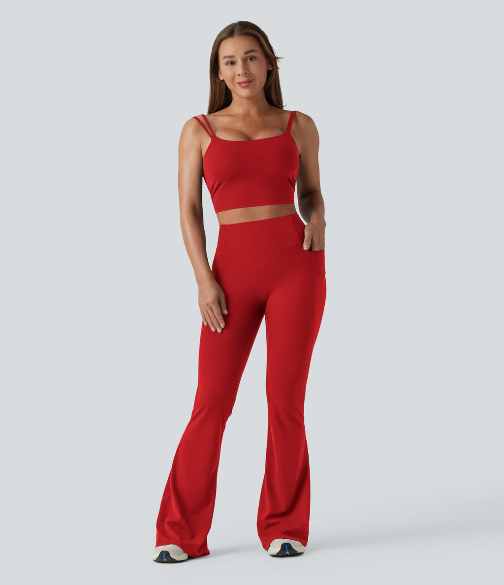 Halara UltraSculpt™ Legging yoga évasé gainant push-up taille haute à fronces avec poches