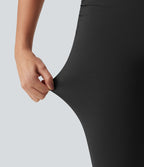 Pantalon de golf flare taille haute froncé avec poches et porte-tees