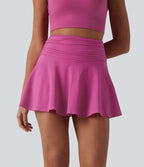 Jupe mini évasée 2-en-1 de tennis taille haute à séchage rapide, avec poches – Protection UPF 40+
