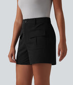 Short tailleur en popeline stretch taille mi-haute 10 cm avec poches