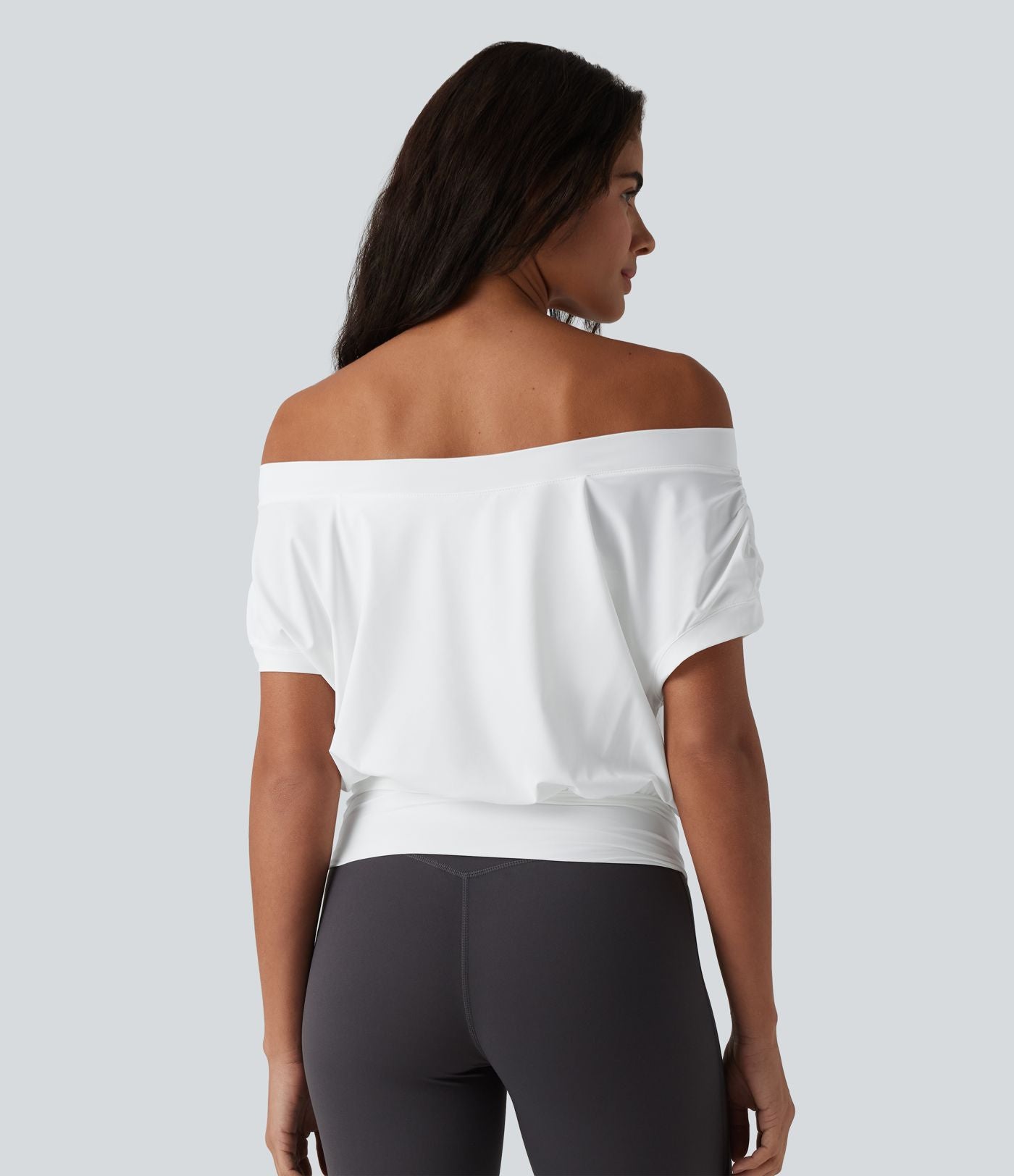 Haut de sport yoga épaules dénudées manches courtes oversize effet frais InstantCool séchage rapide