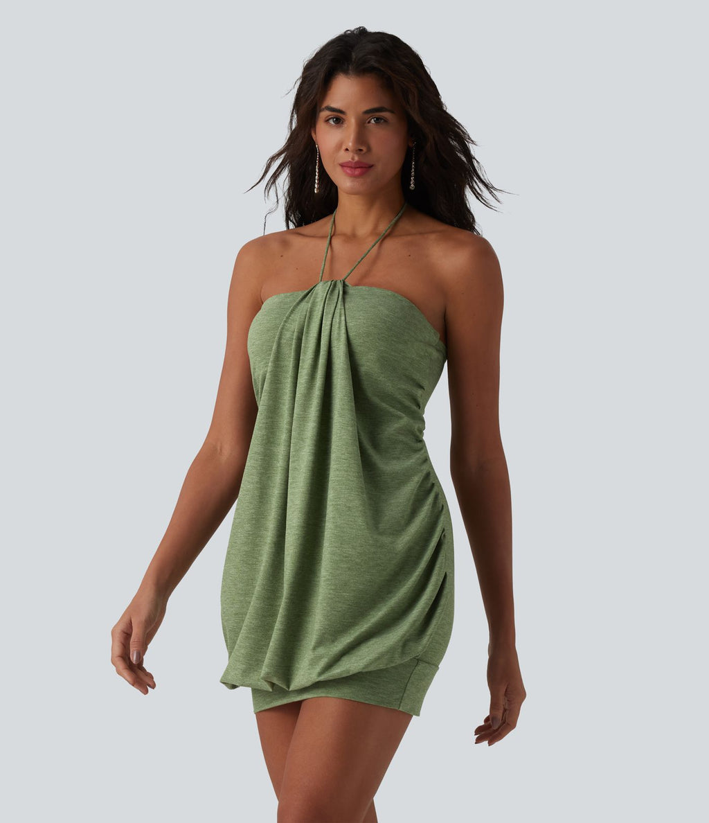 Robe mini moulante à dos nu et brassière intégrée