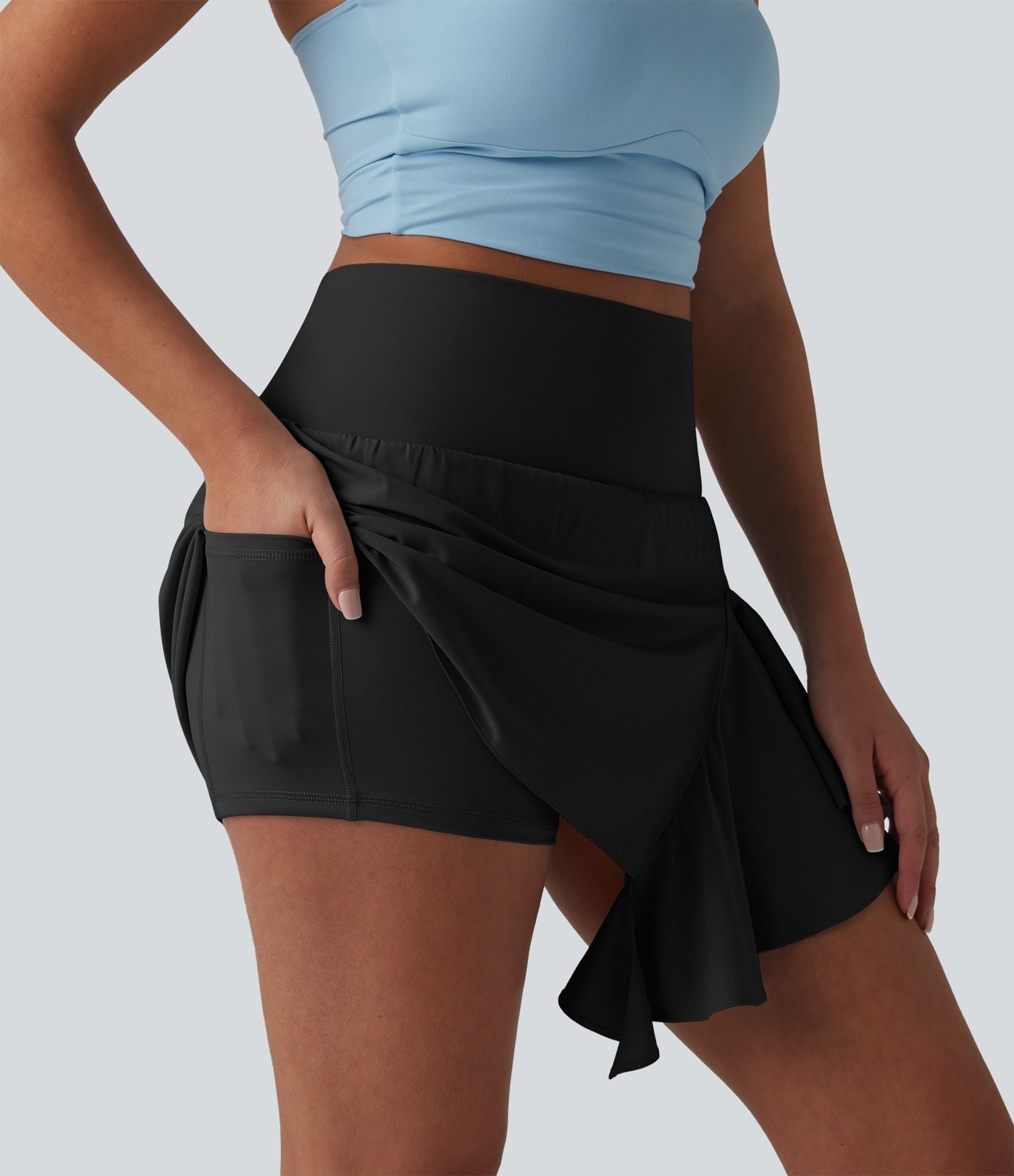Jupe de danse courte Breezeful™ à taille haute, à volants, 2 en 1, séchage rapide et poches