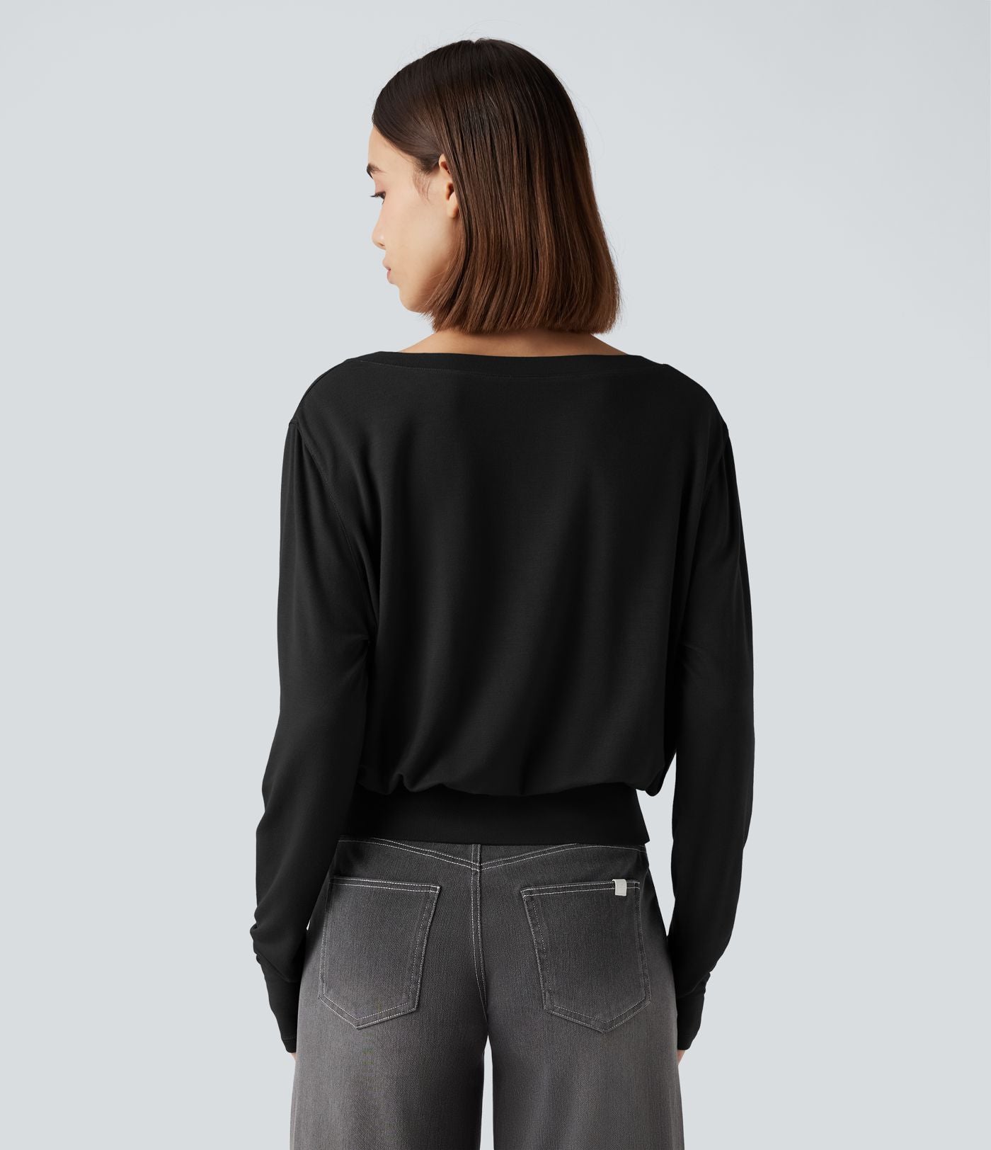 Sweat-shirt col V à manches longues