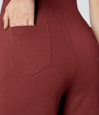 Pantalon Tailleur Large Taille Haute avec Bouton et Poches