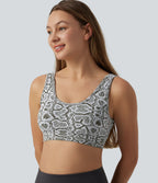 Brassière de sport yoga OneForm sans couture Flow maintien léger col U imprimé python avec soutien-gorge intégré