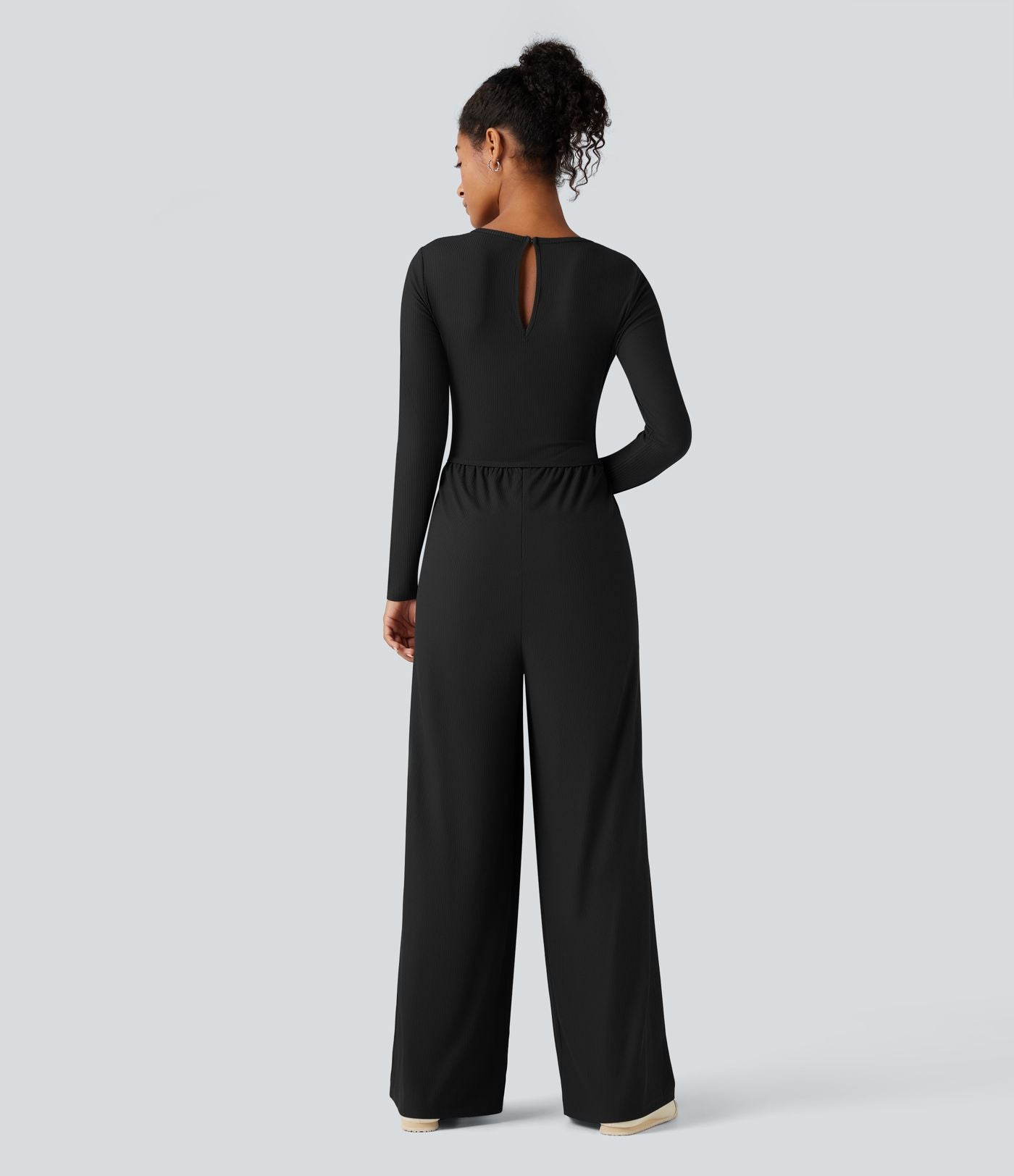 Combinaison côtelée corset col rond manches longues avec poches - Édition Easy Peasy