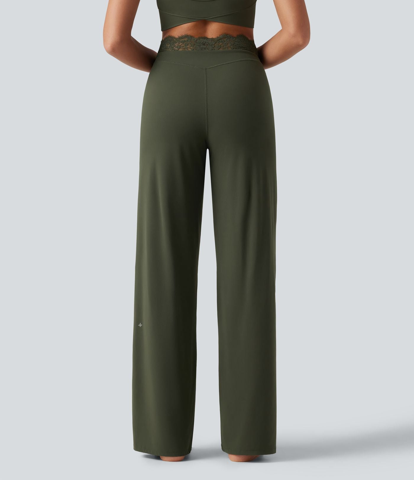 Pantalon de yoga Halara UltraSculpt™ droit taille haute gainant avec dentelle contrastée et poches