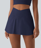 Jupe-short de tennis SoftlyZero™ Airy gainante croisée à effet frais InstantCool et poches, Lucid, protection solaire UPF50+