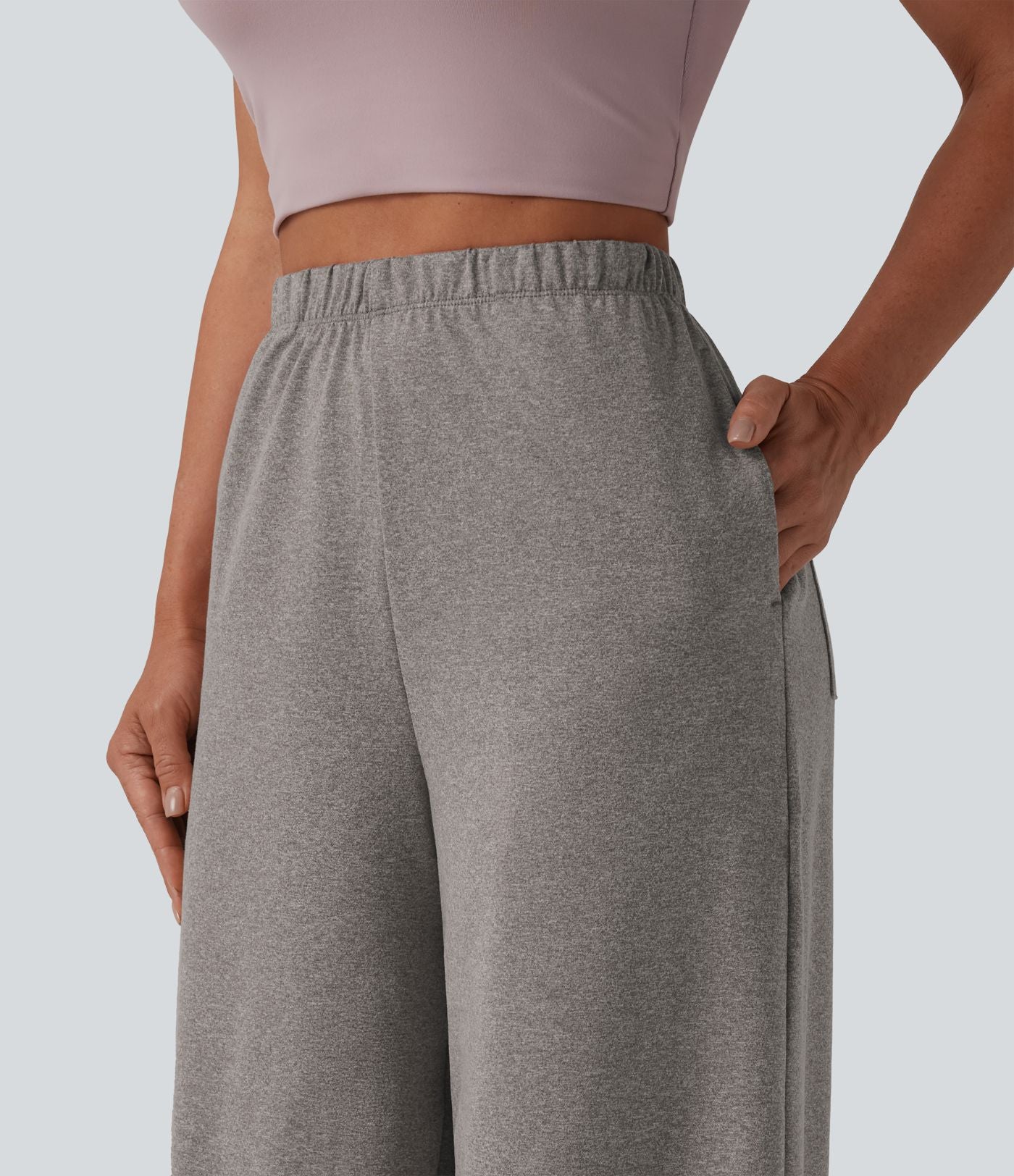 Pantalon de yoga large taille haute avec poches