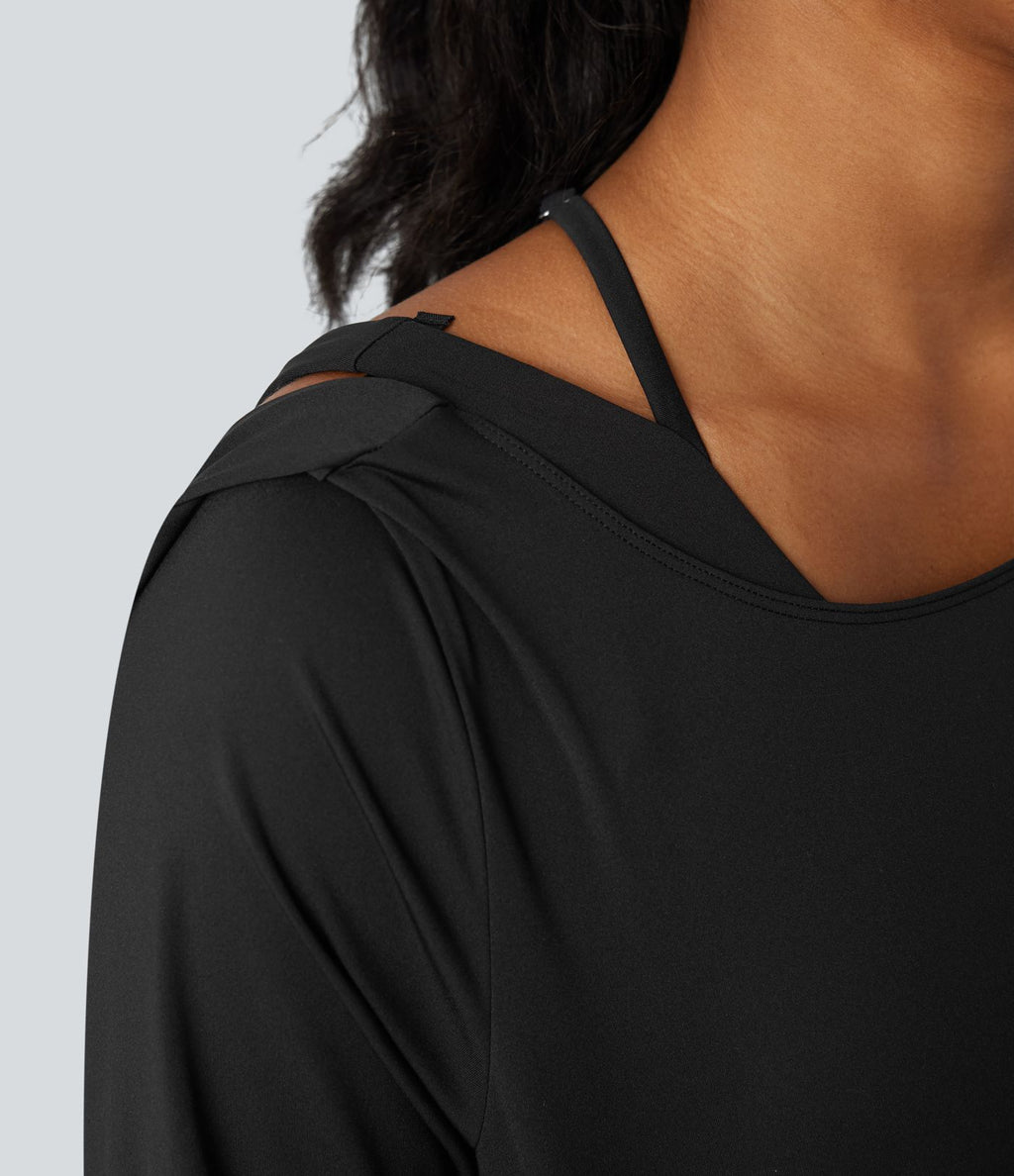 Top de sport yoga SoftlyZero™ Airy 2-en-1 découpe au dos toucher frais
