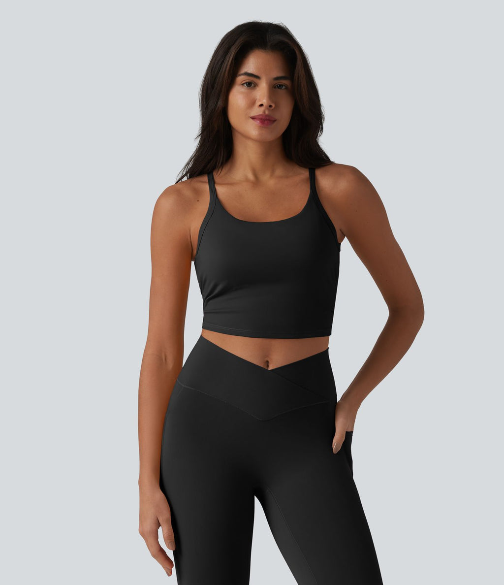 Brassière de yoga courte col U avec découpes et brassière intégrée