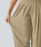 Pantalon décontracté fuselé taille haute en lin stretch avec poches