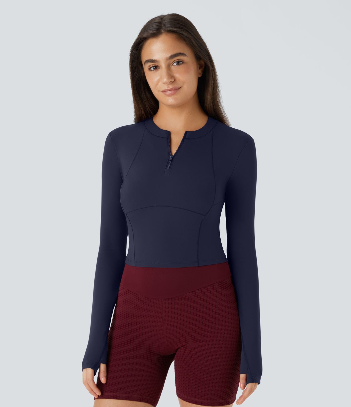 Softlyzero™ Plush Top Sport de Golf Court à Manches Longues avec Trou pour Pouce et Demi-Zip