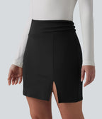 Jupe mini moulante 2-en-1 de travail DayStretch taille haute