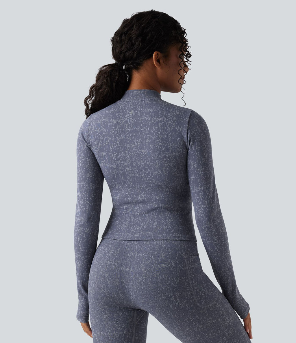 Veste de yoga OneForm Seamless Flow à manches longues avec zip et passage de pouce