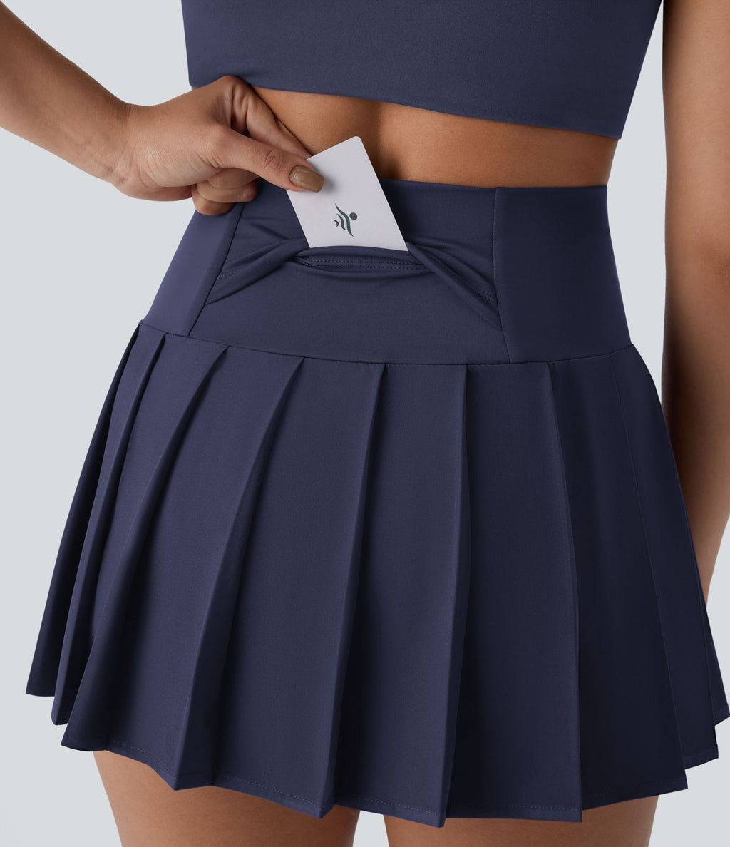 Jupe-short de danse mini Breezeful™ à taille haute, plissée, 2-en-1, avec poches latérales et arrière, ourlet asymétrique et séchage rapide