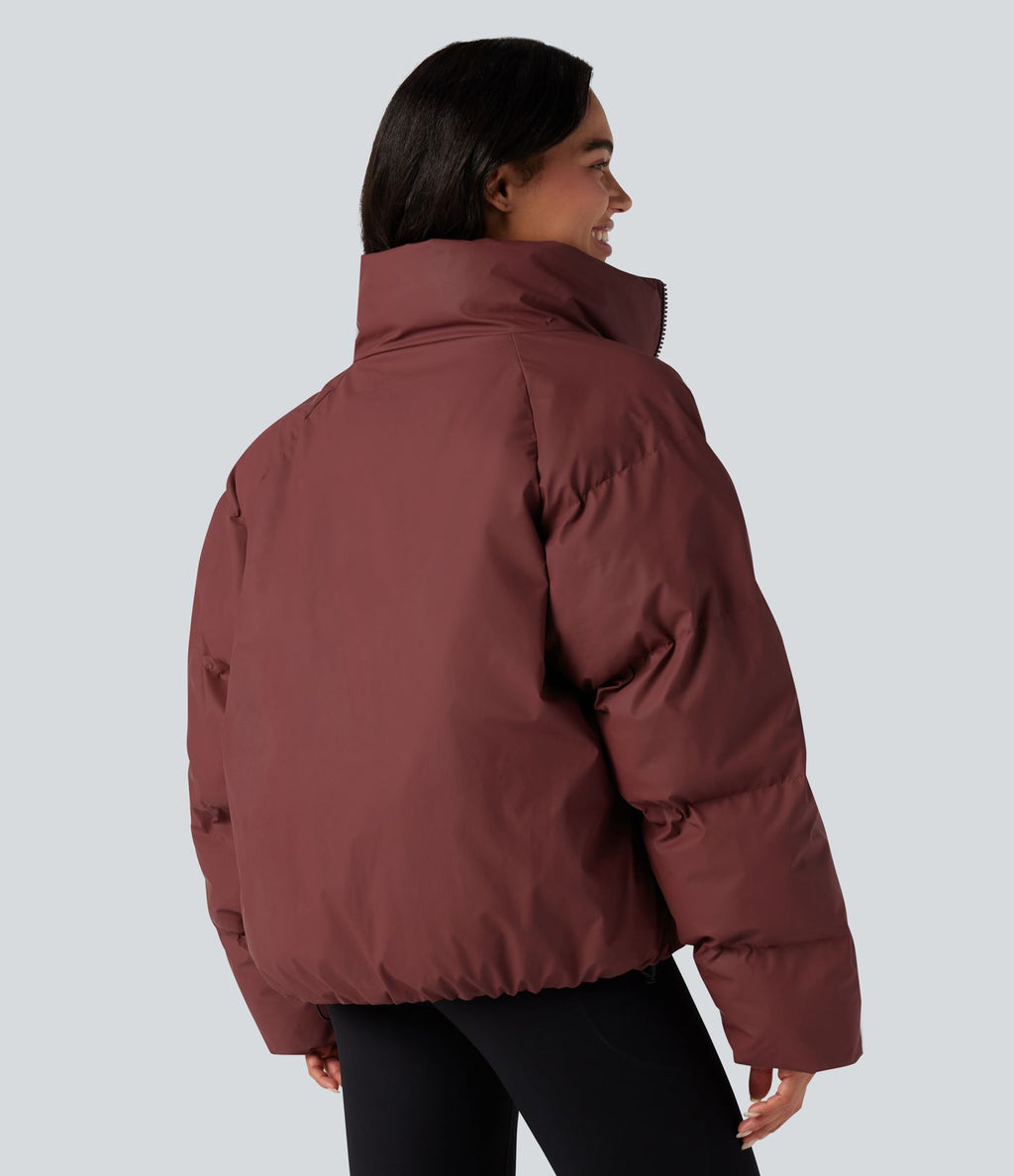 Doudoune casual oversize à col montant avec ourlet à cordon de serrage et poches