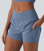 Short de yoga 2-en-1 SoftlyZero™ Airy croisé taille haute 7,5 cm effet frais InstantCool avec poches