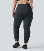Legging yoga grande taille taille haute avec cordon de serrage à rayures avec poches