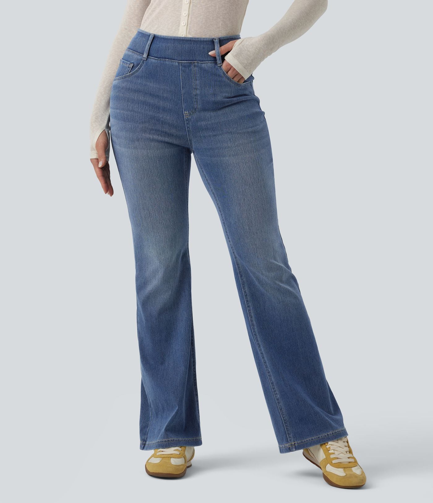 Jean évasé Halara Flex™ casual taille haute avec poches