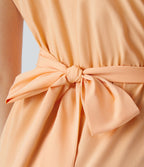 Breezeful™ Robe Mi-Longue Col en V Manches Courtes Poche Latérale Nouée au Dos Séchage Rapide