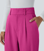 Pantalon tailleur Halara Flex™ fuselé uni, taille haute, avec poches