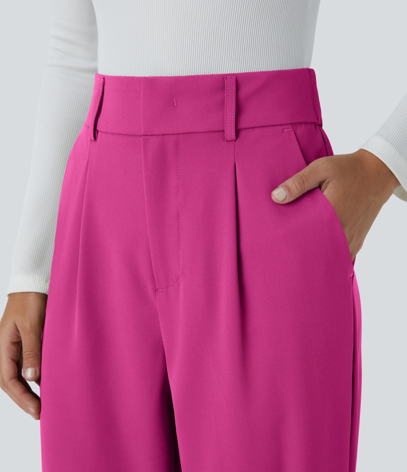 Pantalon tailleur Halara Flex™ fuselé uni, taille haute, avec poches
