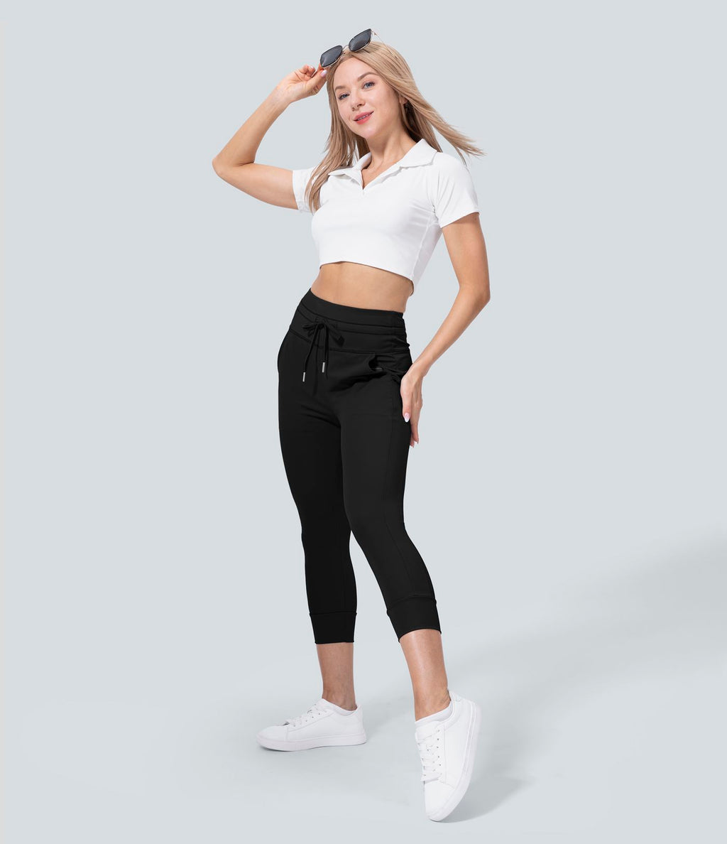 Jogging corsaire de yoga taille haute avec poches latérales Softlyzero™ Plush