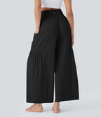 Pantalon de yoga large gainant taille haute avec cordon de serrage et effet frais InstantCool avec poches, protection solaire UPF50+