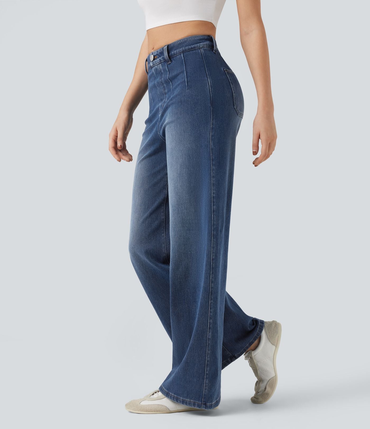 Halara Flex™ Jean large décontracté taille haute gainant avec poches