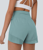Breezeful™ Short yoga taille haute avec poche arrière ourlet croisé séchage rapide