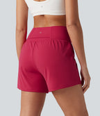 Short de yoga SoftlyZero™ Airy croisé taille haute 2-en-1 effet frais InstantCool 12,5 cm avec poches