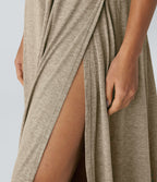 Robe Casual Débardeur Longue Fluide Fendue Dos Nu à Col en U