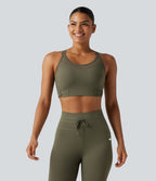 Brassière de sport à maintien moyen avec dos croisé, boucle réglable et brassière intégrée en mesh respirant, effet frais InstantCool, séchage rapide, protection solaire UPF50+