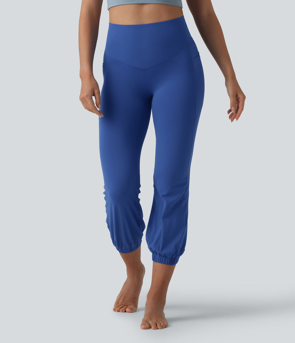 Jogging court SoftlyZero™ taille haute ventre plat coupe ballon avec poches
