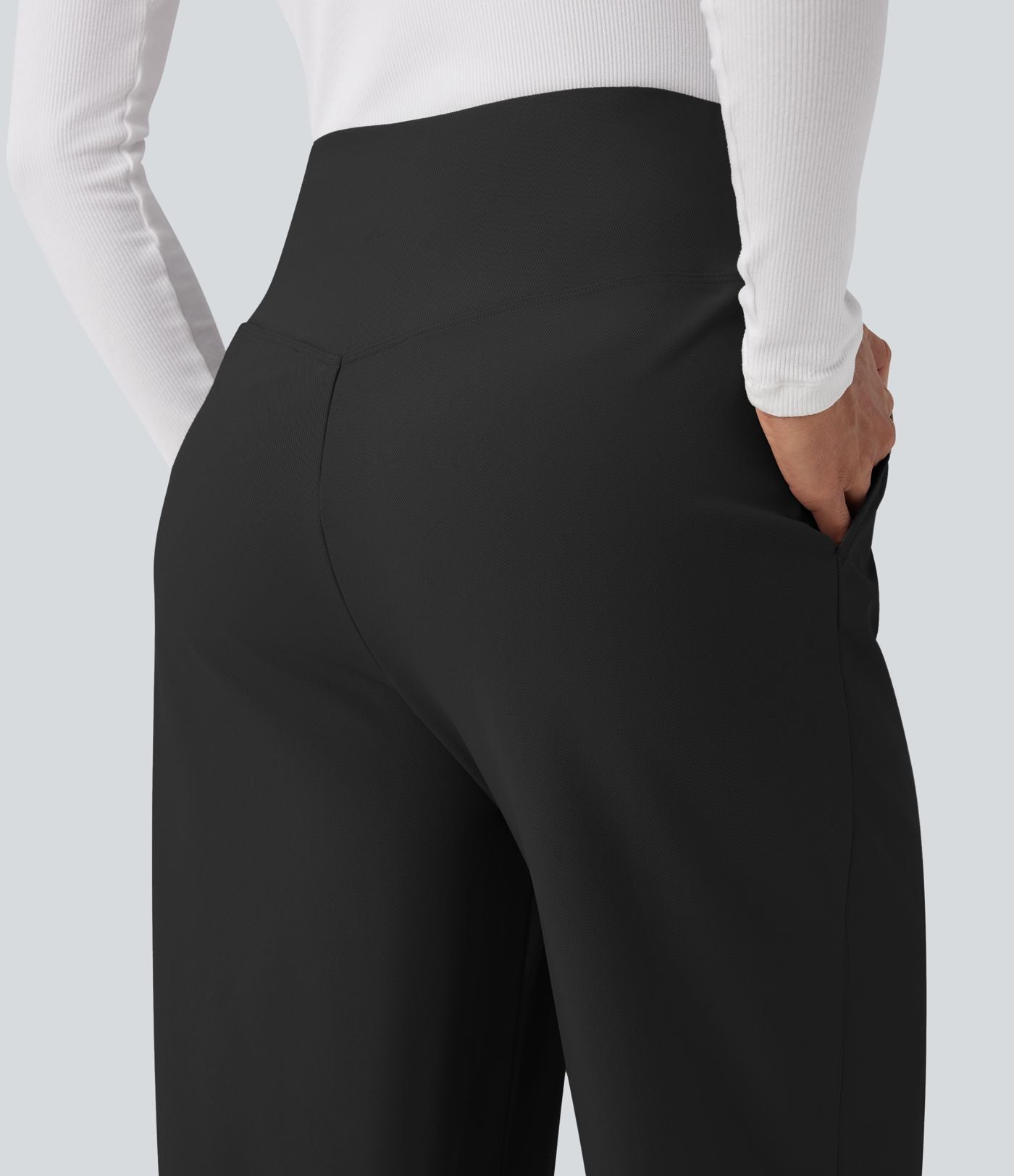 Pantalon tailleur ample taille haute en sergé Halara Flex™ avec poches