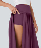 Jupe maxi fluide 2-en-1 gainante taille haute à séchage rapide Breezeful™