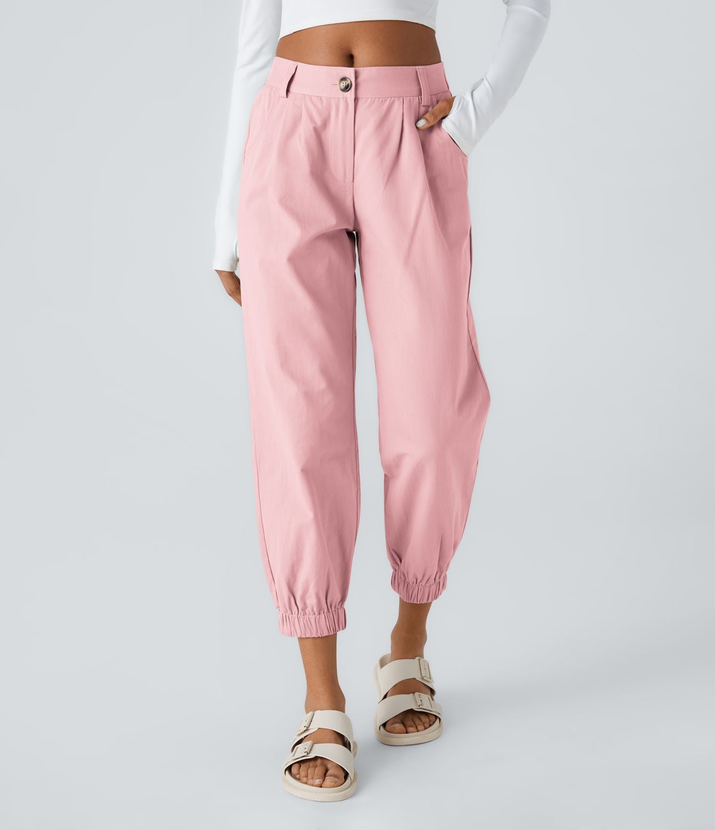 Joggings décontractés à taille mi-haute avec poches