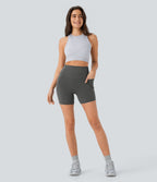 Short cycliste 12,5 cm d'entraînement gainant galbant taille haute avec effet scrunch et poches Halara UltraSculpt™