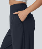 Pantalon large taille haute avec poches