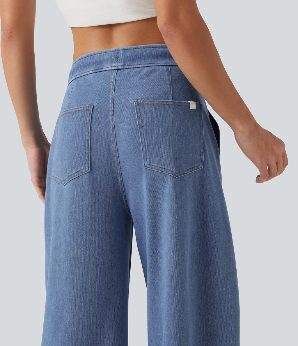 Jean barrel Halara Flex™ taille mi-haute avec cordon de serrage et poches