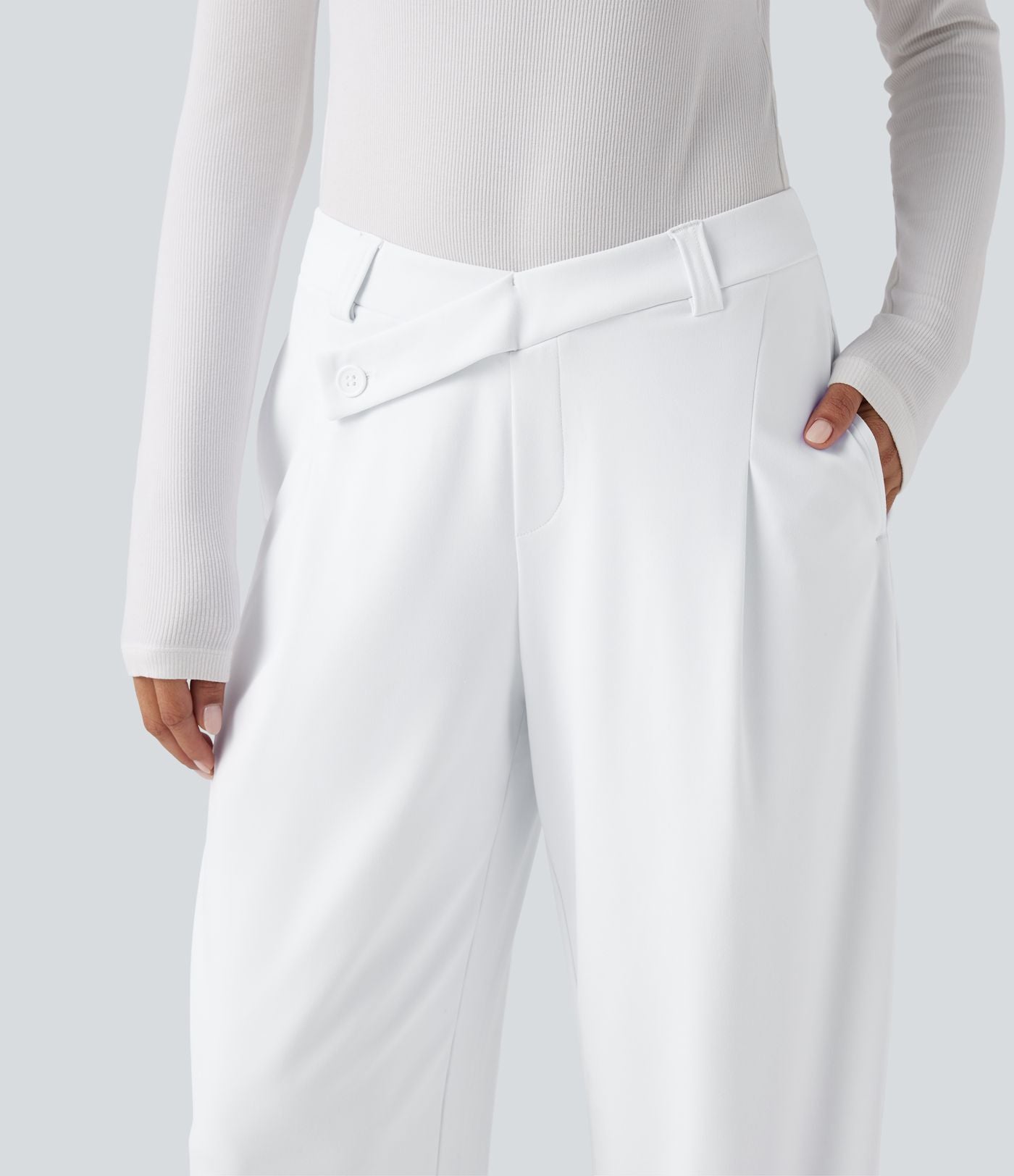 Pantalon tailleur fuselé asymétrique taille moyenne Halara Flex™ DayStretch avec poches