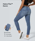 Jean skinny 7/8 décontracté taille basse Halara Flex™ avec poches zippées