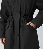 Parka sherpa polaire à capuche avec cordon de serrage et poches